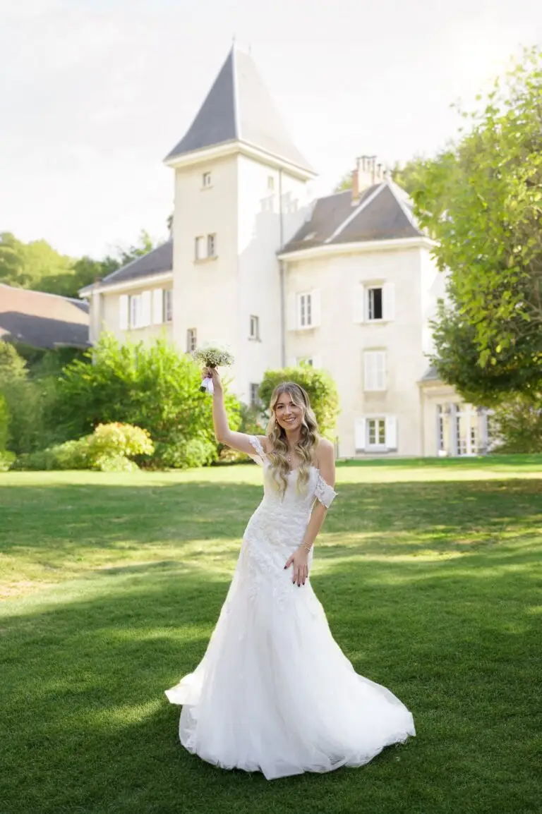 Photographe mariage chateau isere parc mariee